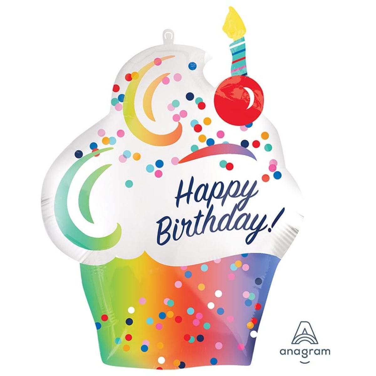 Rainbow Ombre Cupcake Supershape Balloon - 20" x 27" Foil