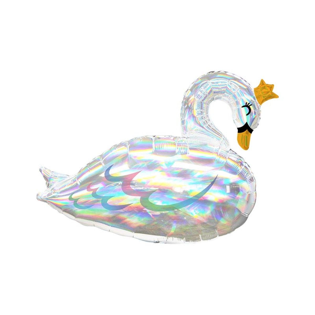 Swan Iridescent Supershape Balloon - 29" x 22" Foil