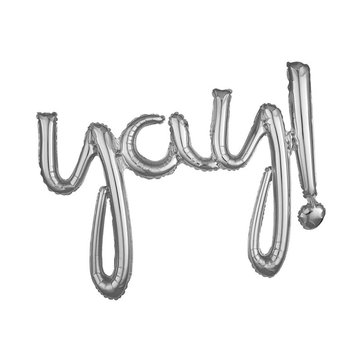 Yay! Silver Script Phrase Foil Balloon