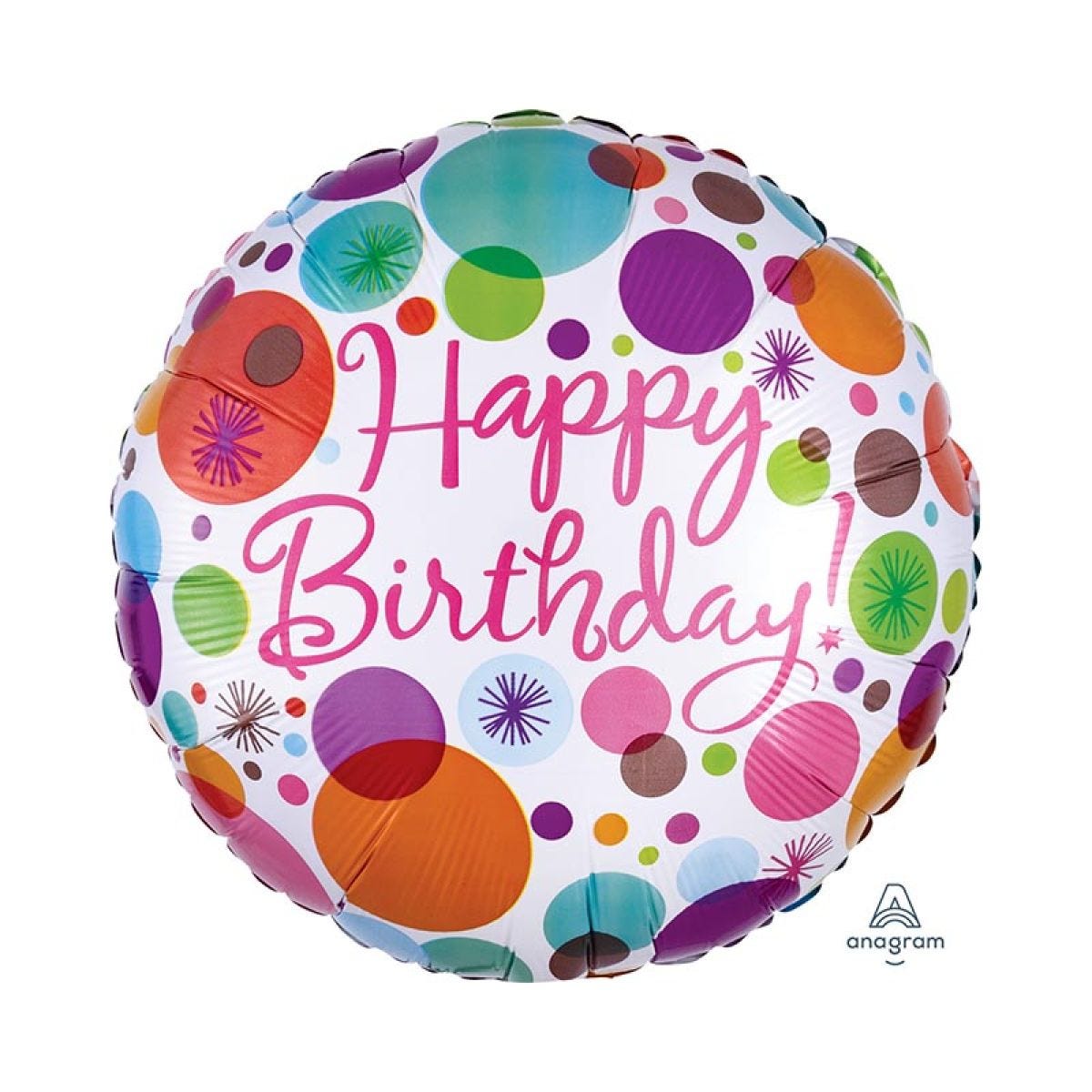 Happy Birthday Polka Dots Balloon - 18" Foil