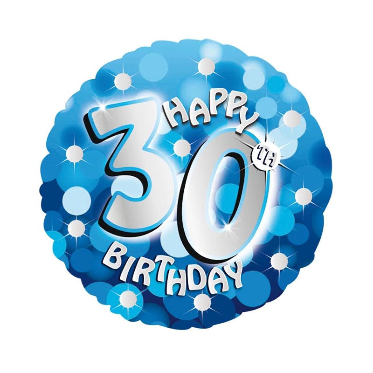 Blue Sparkle &apos;Happy 30th Birthday&apos; Balloon - 18" Foil