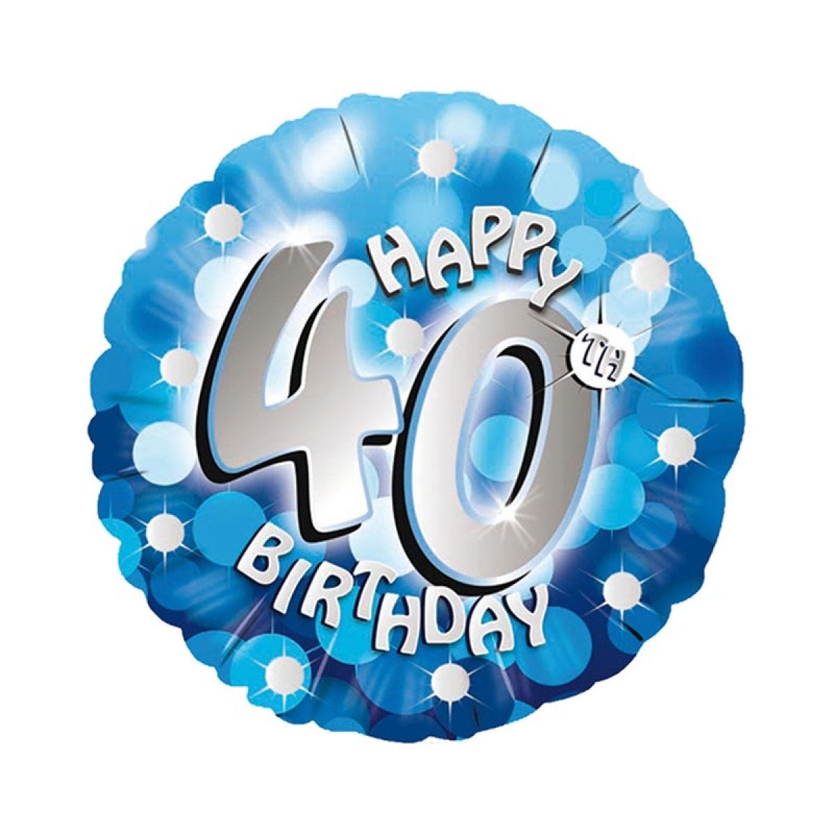 Blue Sparkle &apos;Happy 40th Birthday&apos; Balloon - 18" Foil