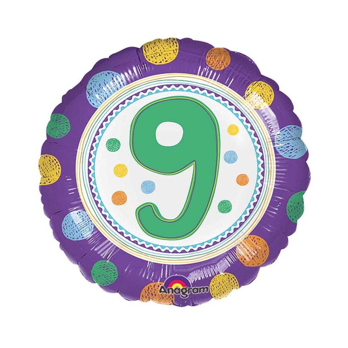 Age 9 Spot Balloon - 18" Foil