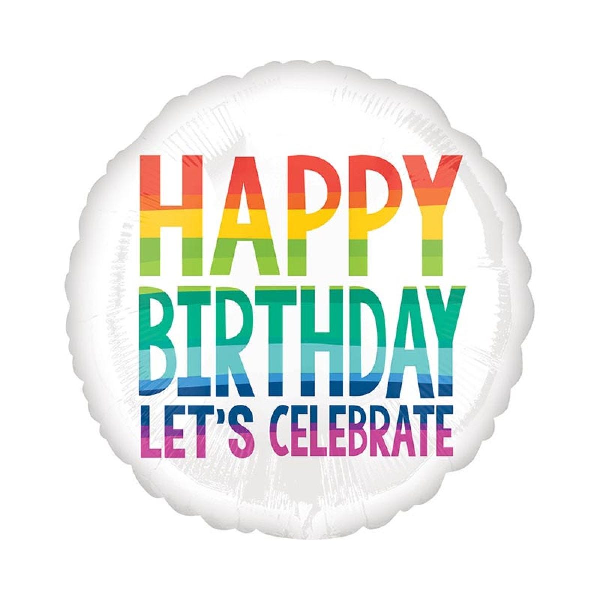 Rainbow Let&apos;s Celebrate Birthday Balloon - 18" Foil