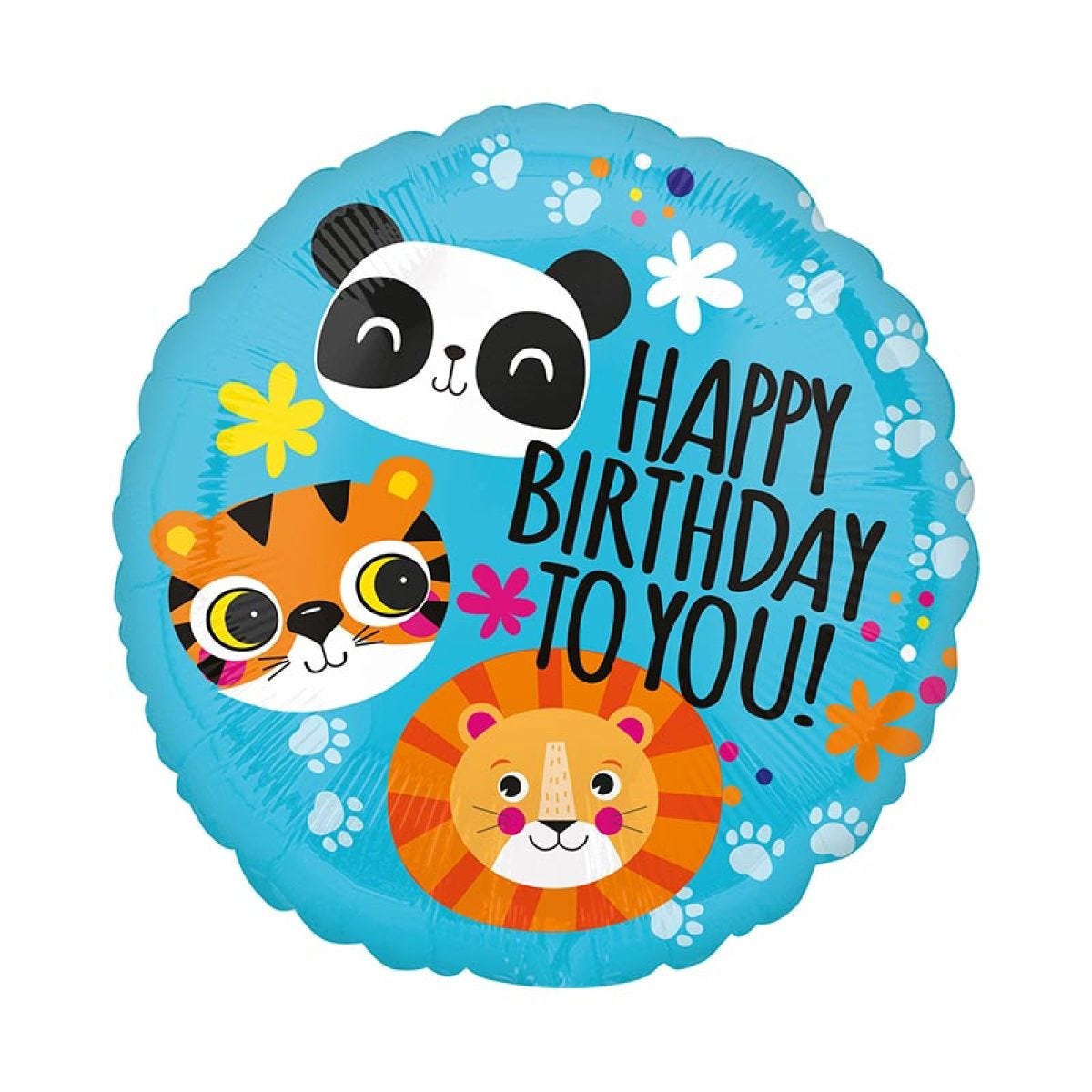 Lion, Tiger & Panda Birthday Balloon - 18" Foil