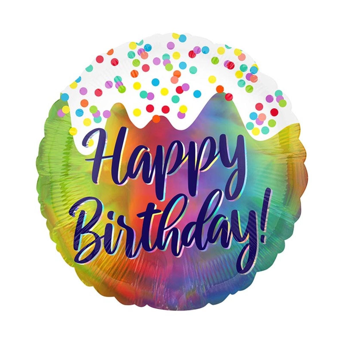 Frosted Confetti Happy Birthday Iridescent Balloon - 18" Foil