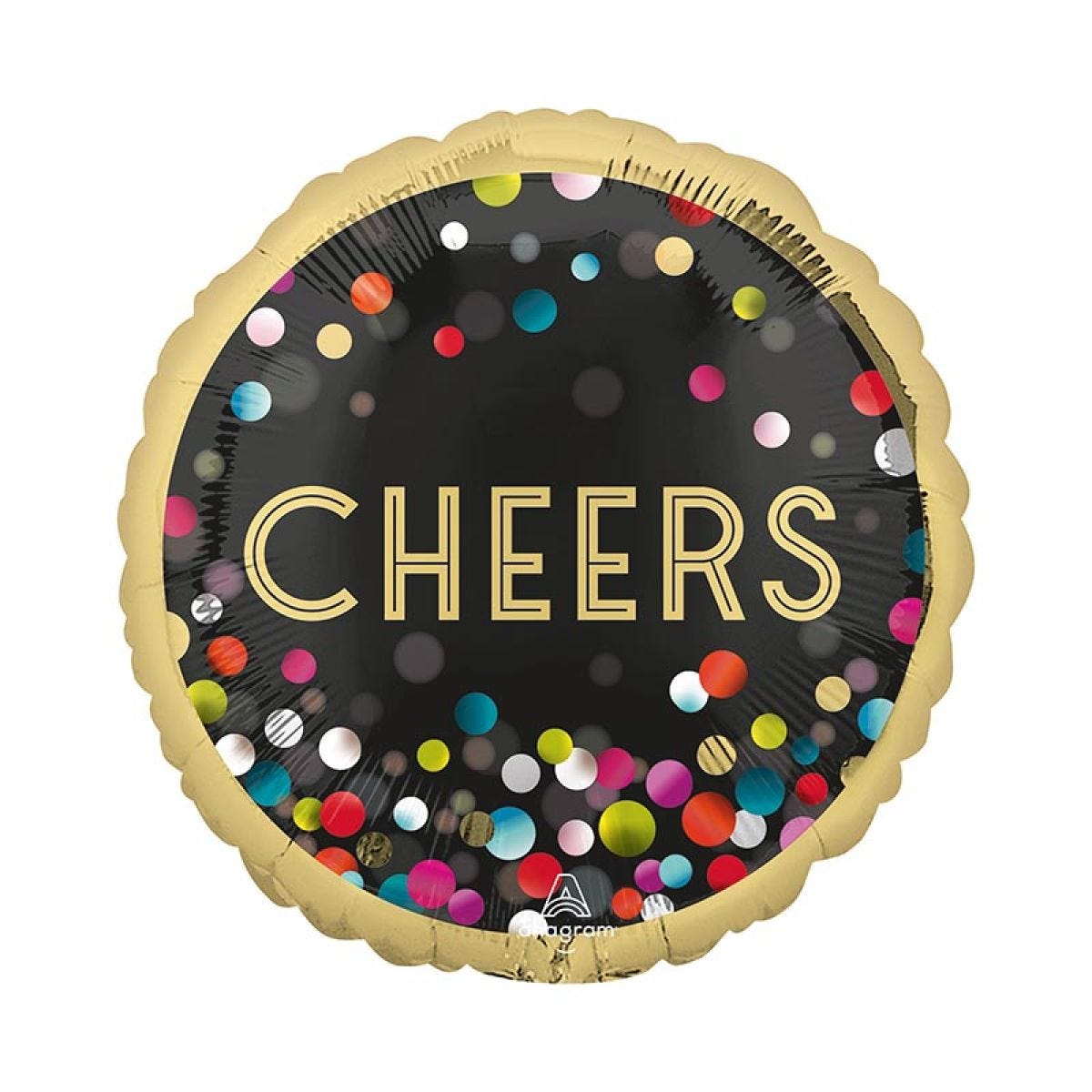 CHEERS Confetti Double Sided Balloon - 18" Foil