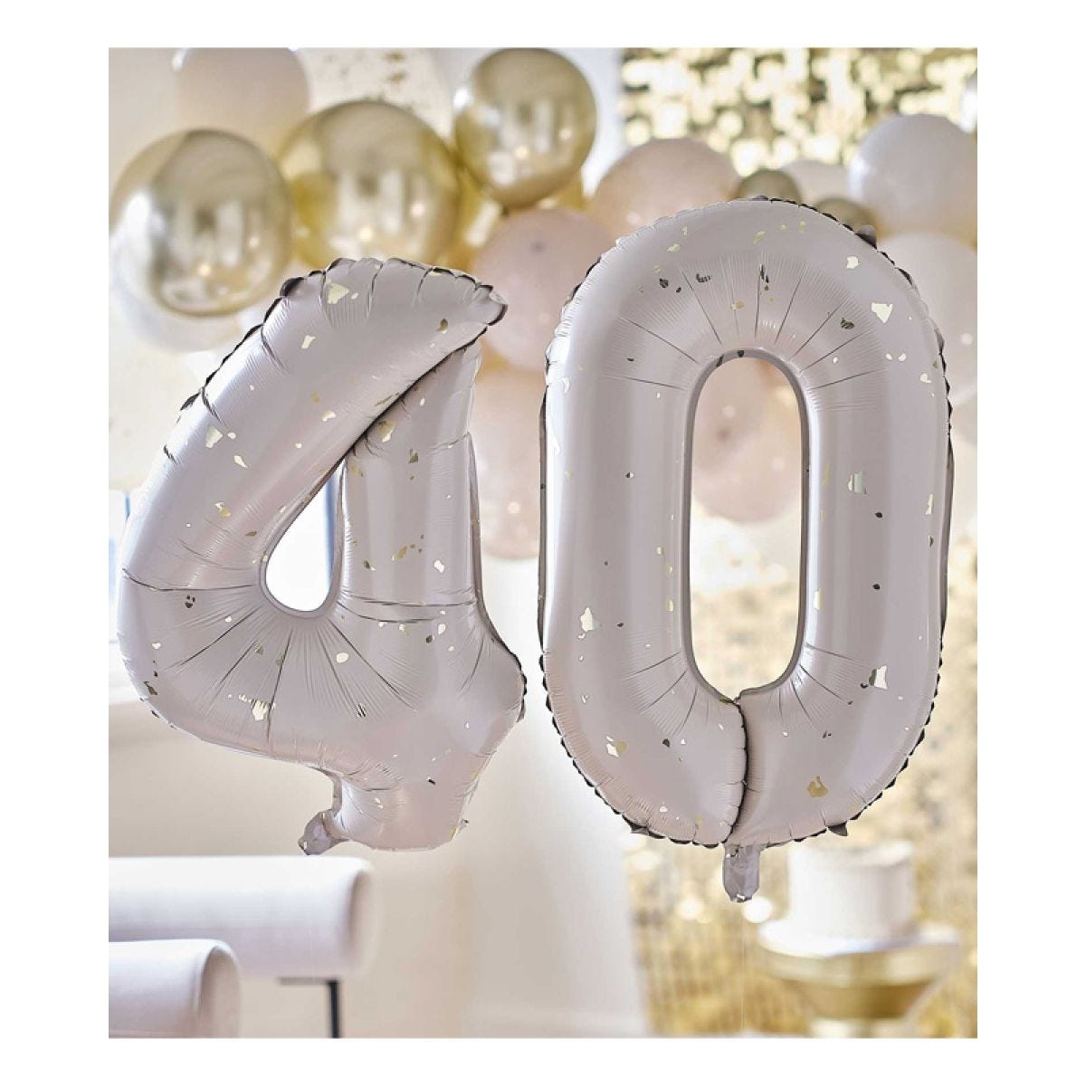 40 Gold Speckle Number Balloons - 26" Foil