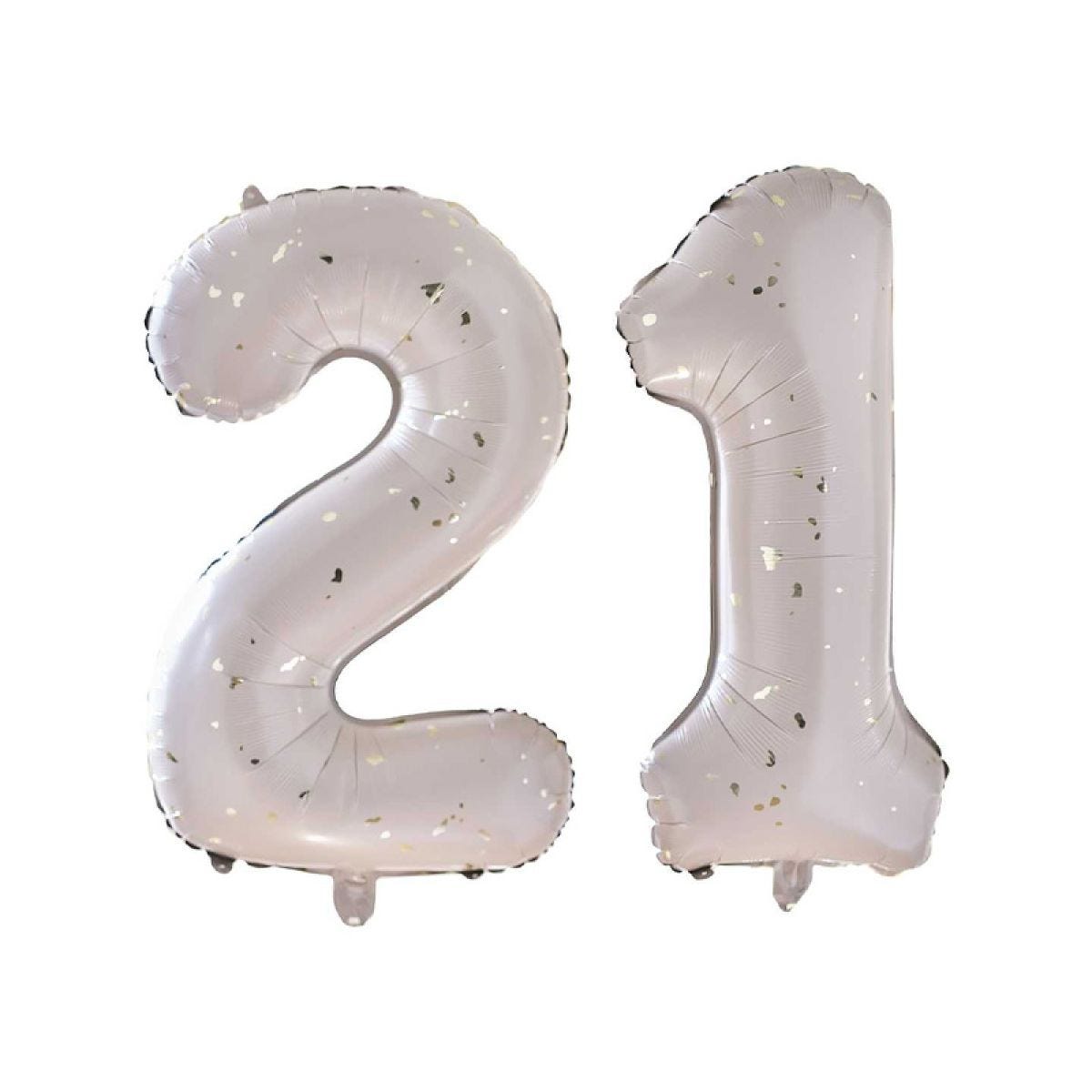 21 Gold Speckle Number Balloons - 26" Foil