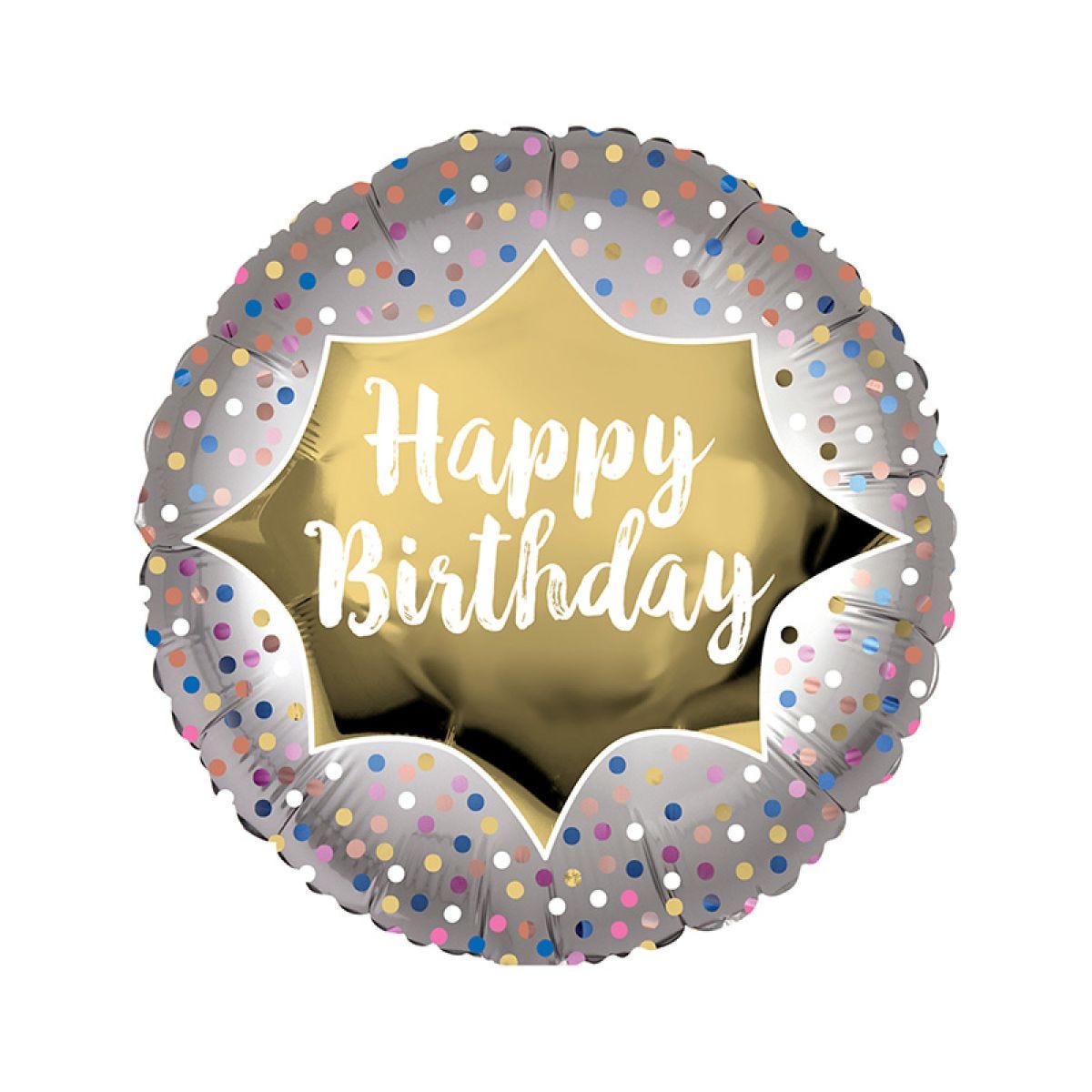 Satin Gold Burst Birthday Balloon - 18" Foil