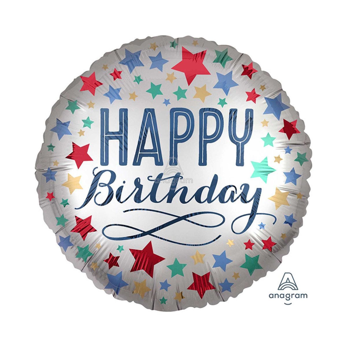 Satin with Stars Happy Birthday Balloon - 18" Foil