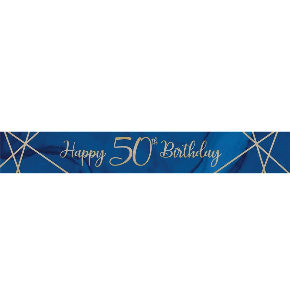 Navy & Gold Geode &apos;Happy 50th Birthday&apos; Foil Banner - 2.74m