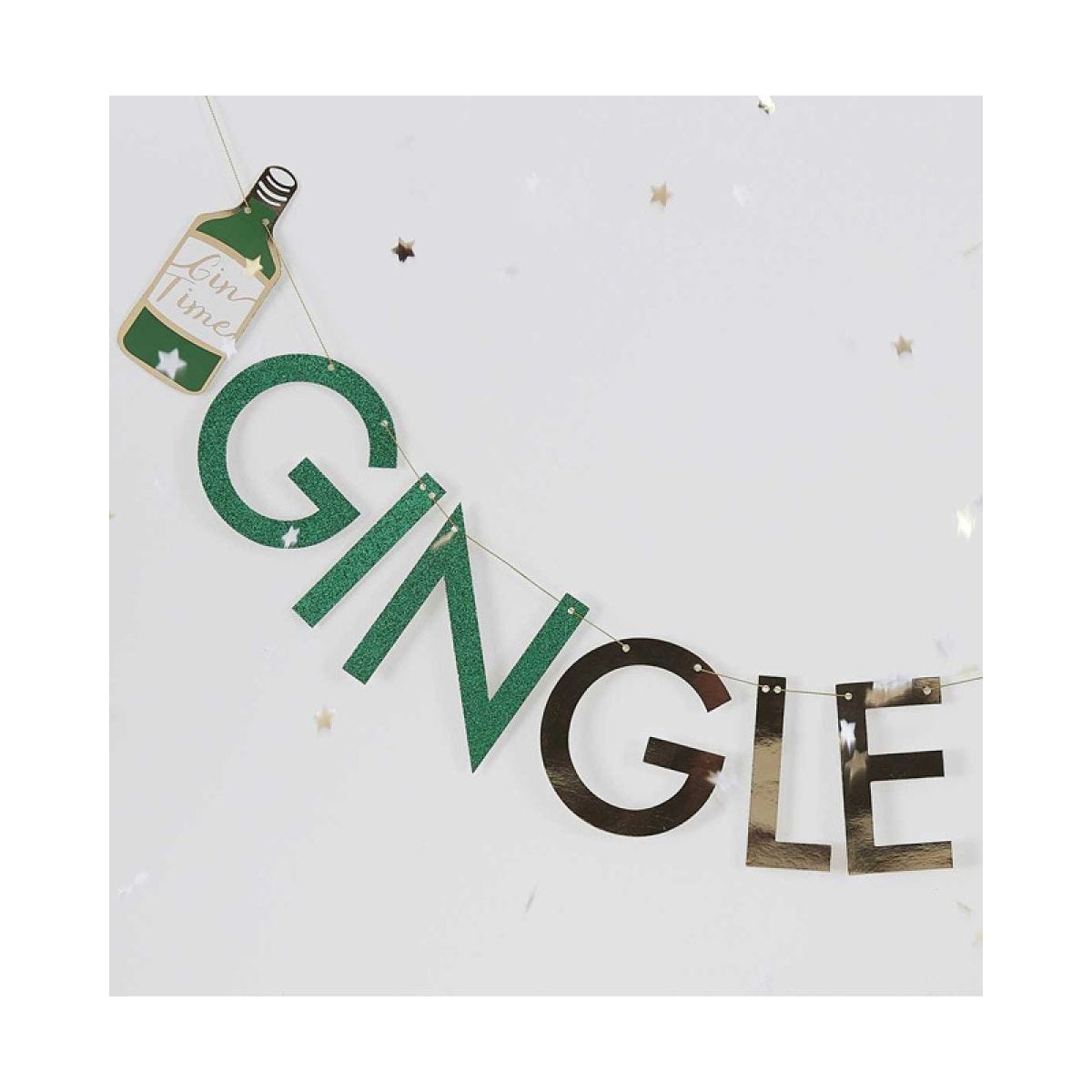 Gold Glitter GINgle Bells Bunting - 2m