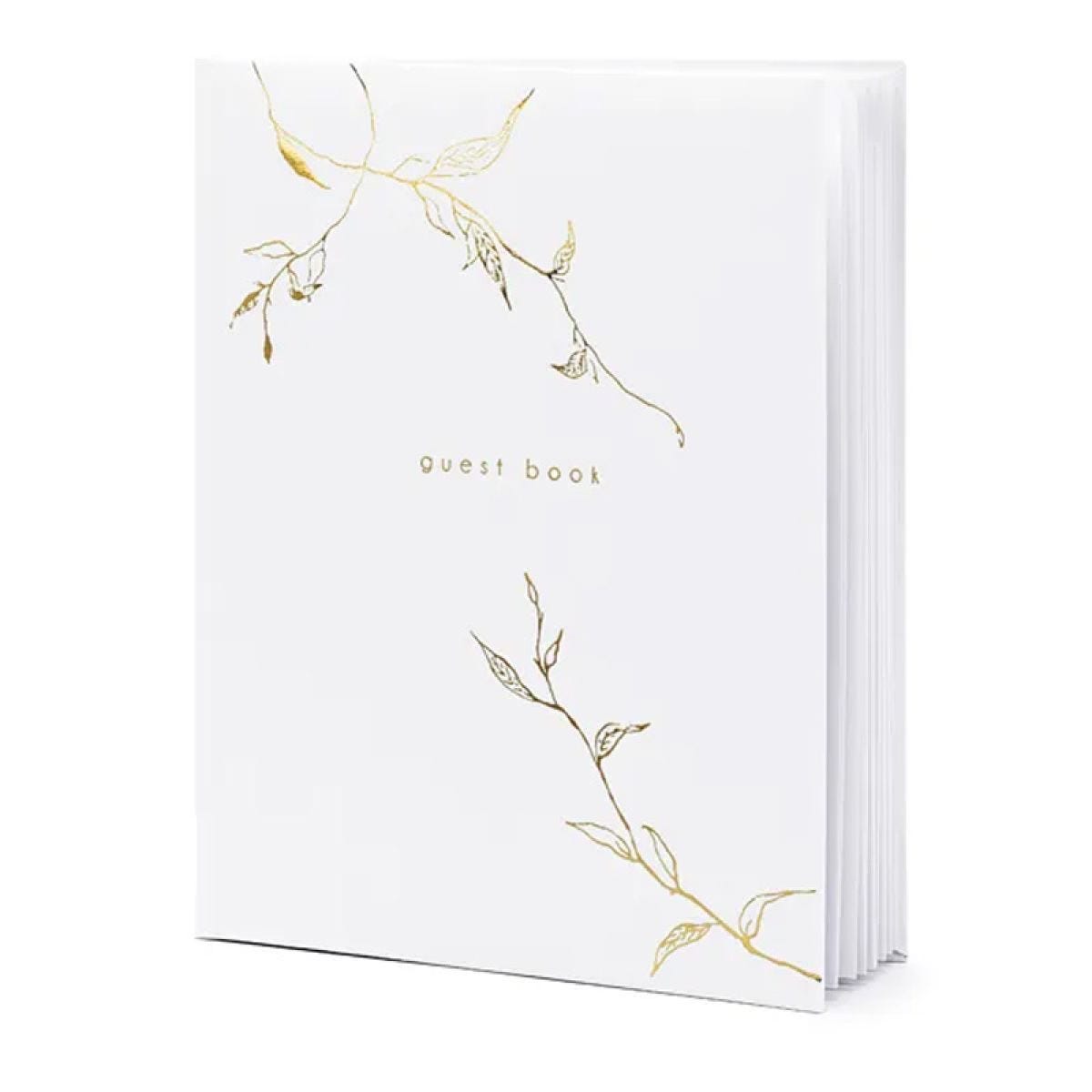 Metallic Gold Branches White Guest Book - 20cm x 24.5cm