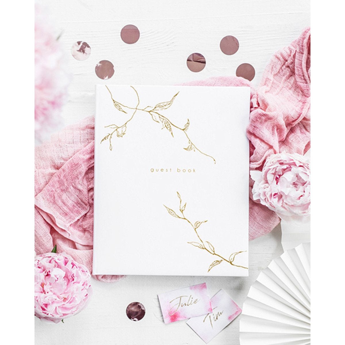 Metallic Gold Branches White Guest Book - 20cm x 24.5cm