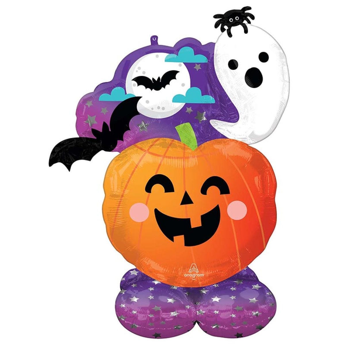 Spooky Ghost & Pumpkin Air Fill AirLoonz Balloon - 52" Foil