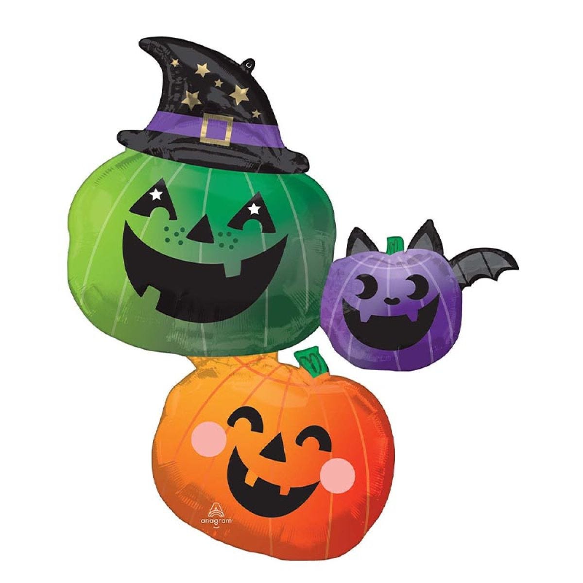 Spooky Pumpkin Stacker SuperShape Balloon - 33" Foil