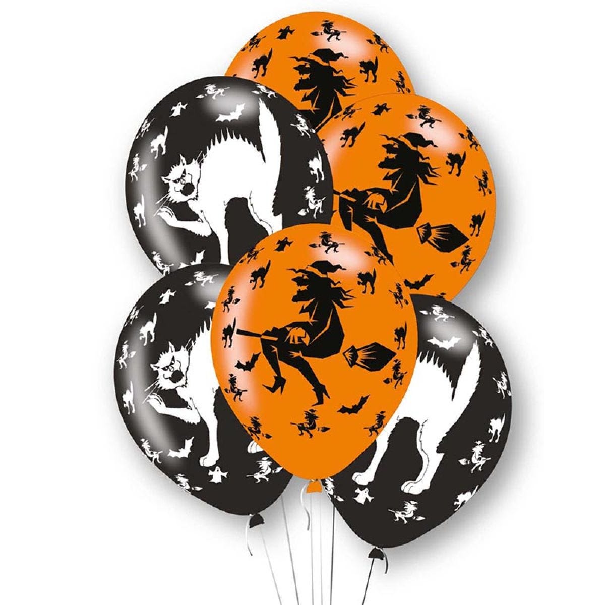 Witches & Cats Print Balloons - 11" Latex (6pk)