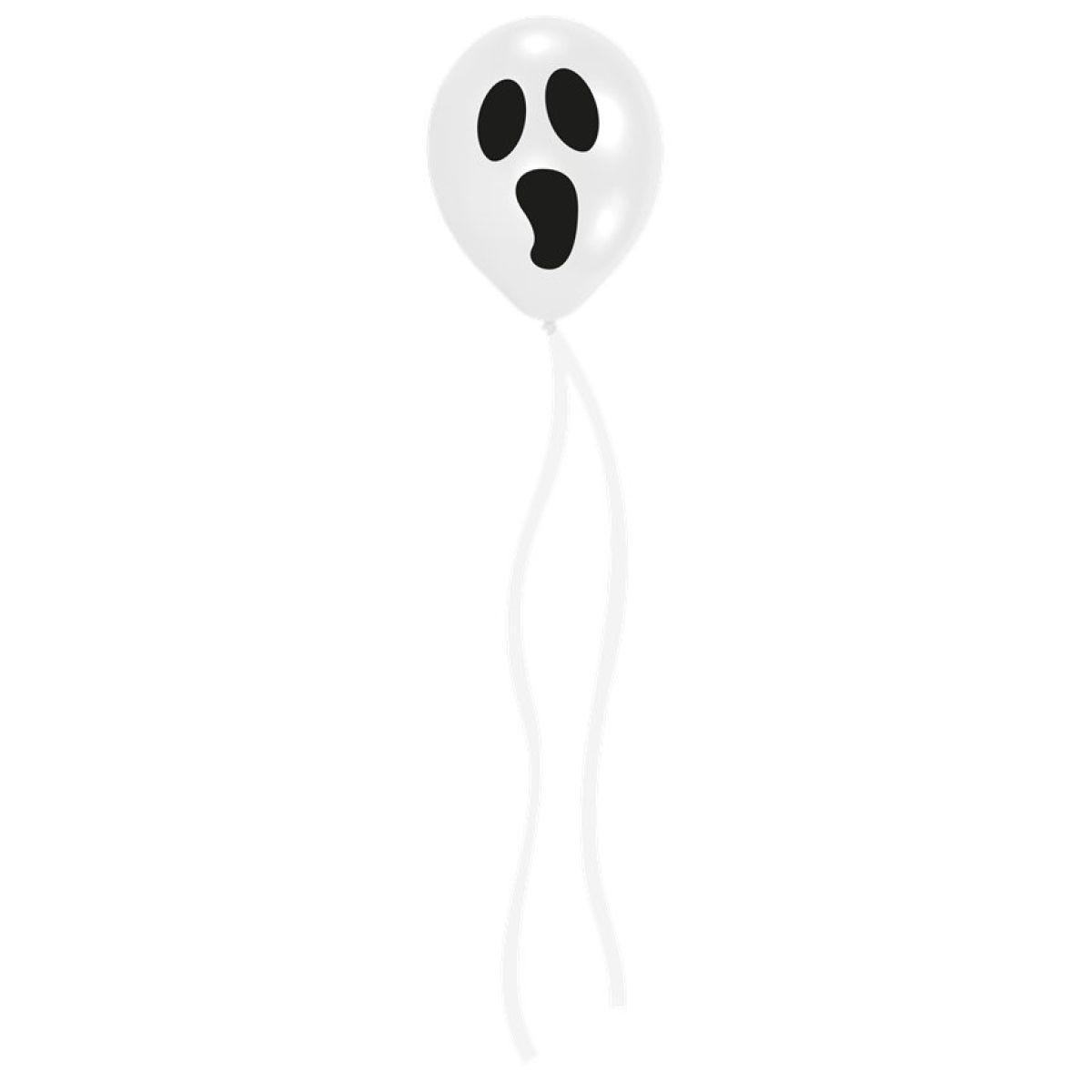 Ghost Balloons with Streamers - 11" Latex (3pk)