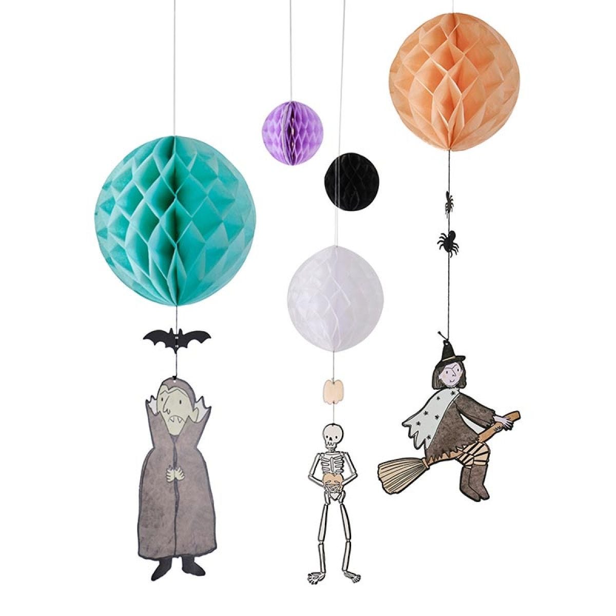 Honeycomb Paper Hanging Decorations with Characters (5pk)