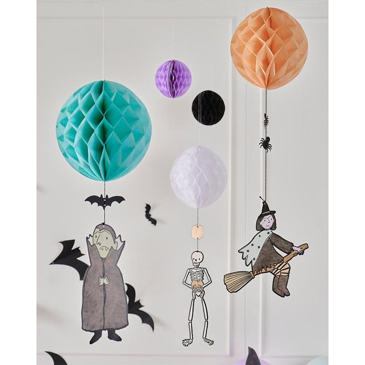 Honeycomb Paper Hanging Decorations with Characters (5pk)