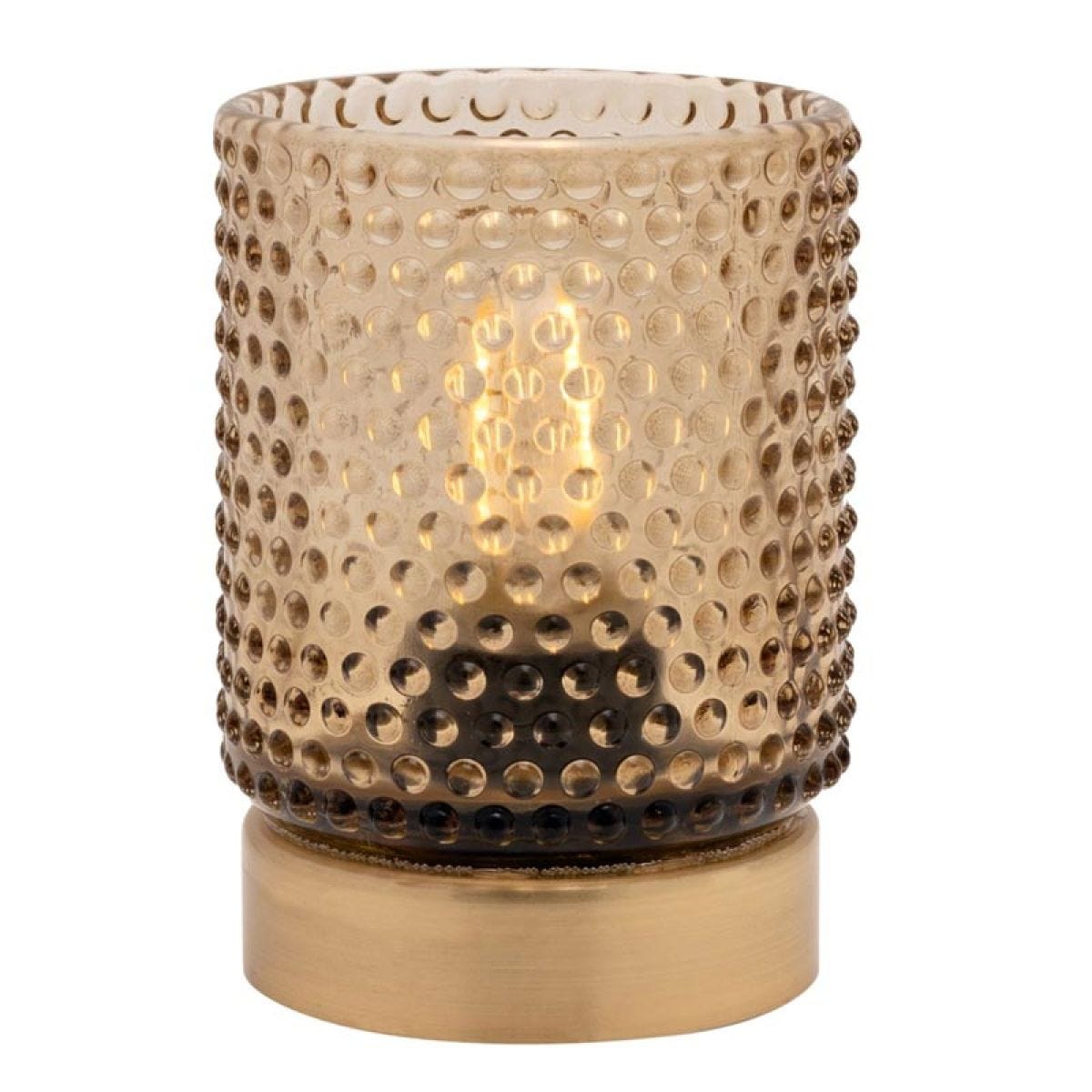 Amber Glass Cup with LED Bulb Light - 11.5cm x 8cm