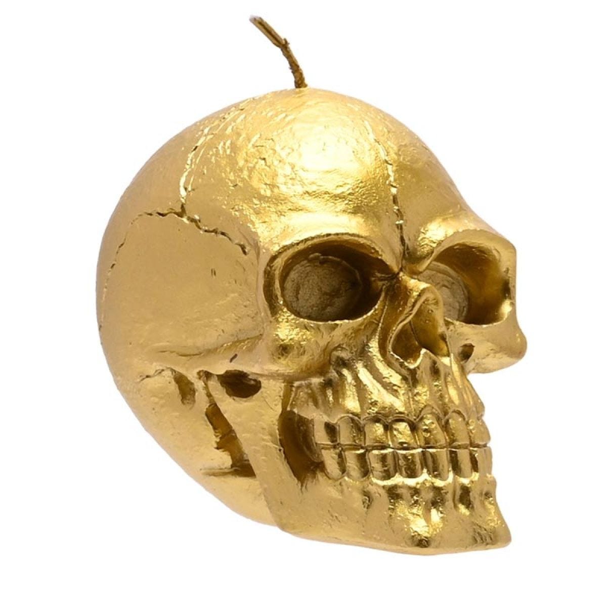 Gold Skull Shaped Candle - 8.6cm x 10cm