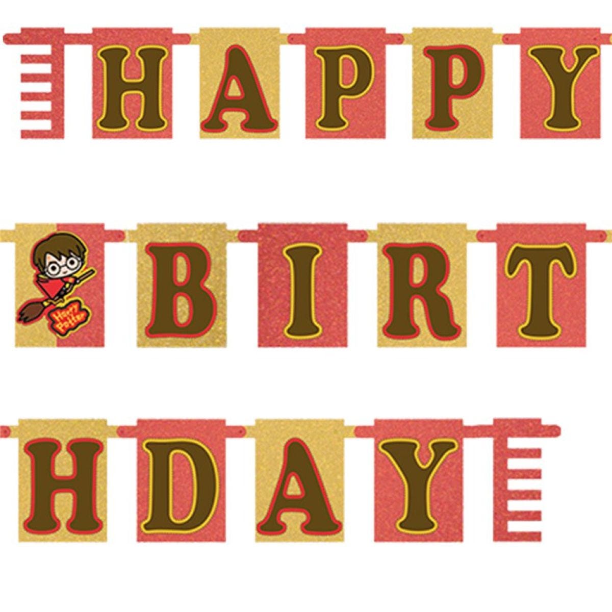 Harry Potter &apos;Happy Birthday&apos; Paper Letter Banner - 1.6m