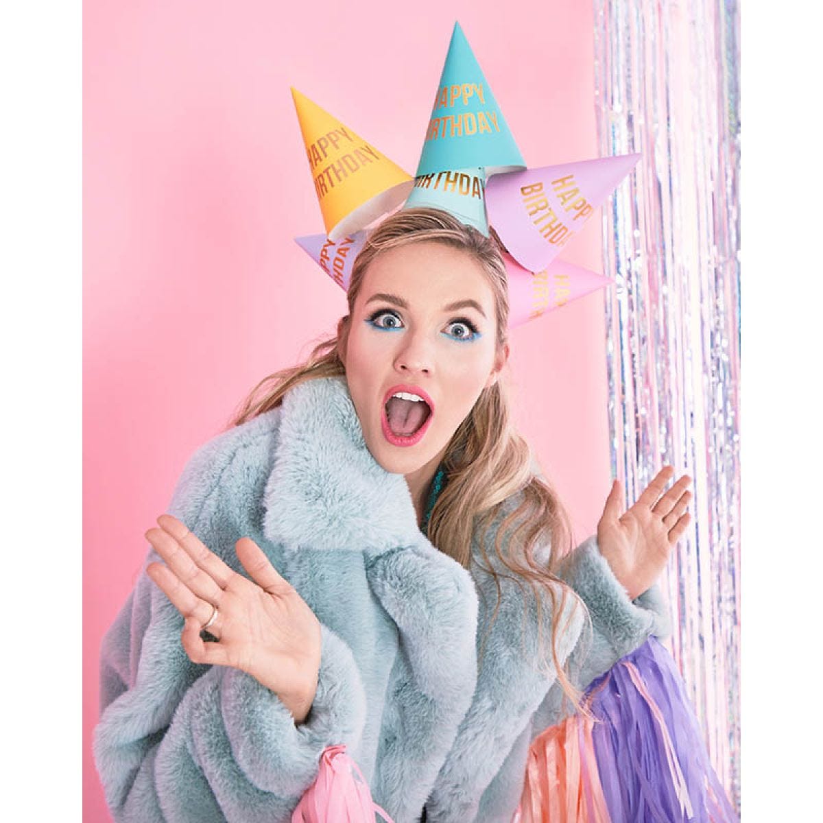 Happy Birthday Colourful Party Hats (6pk)