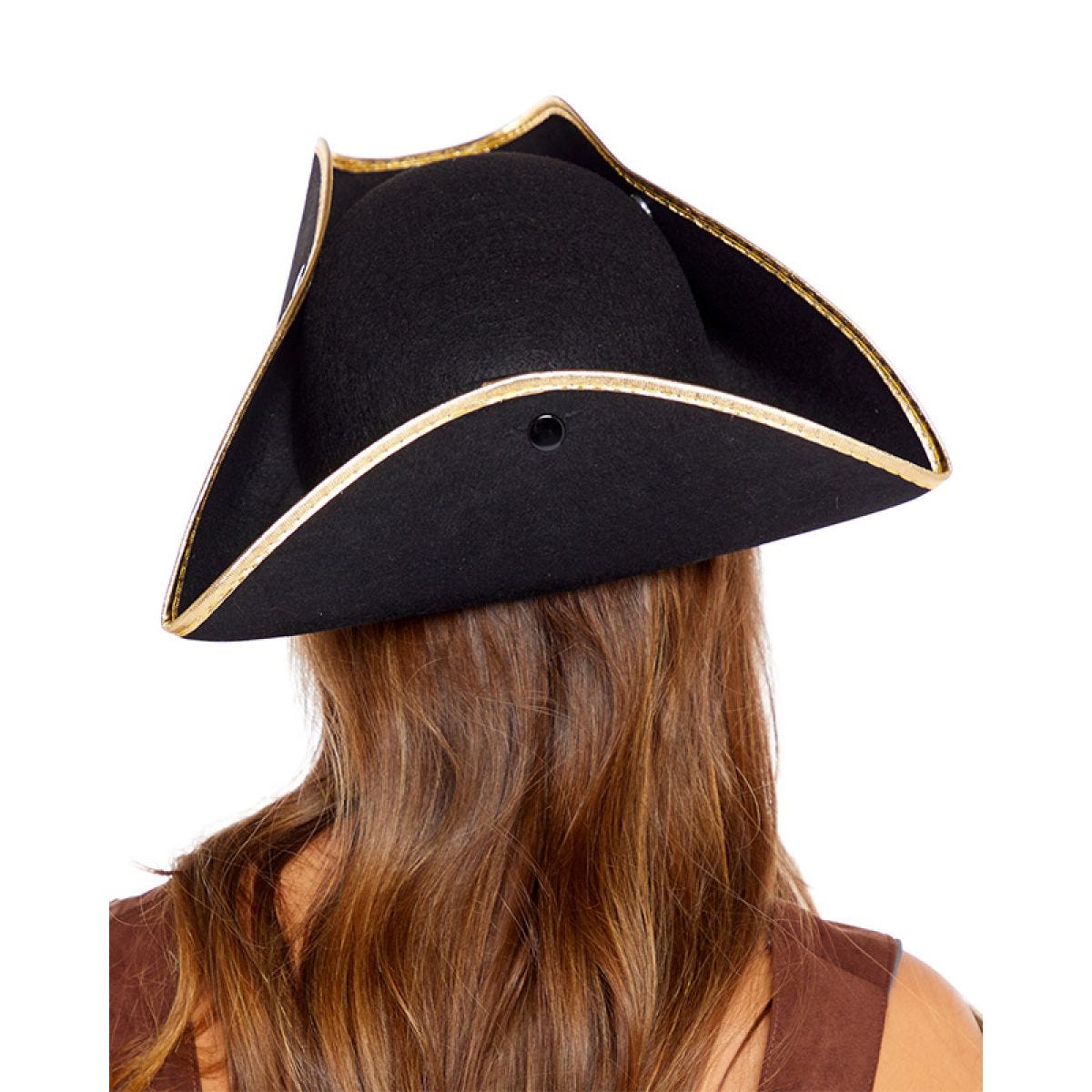 Black Pirate Hat with Gold edge