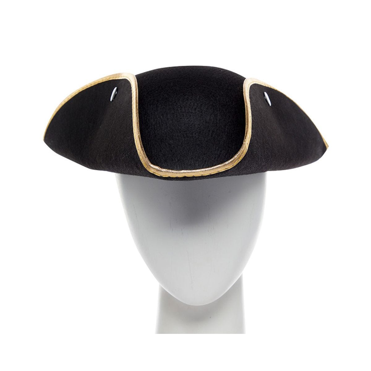 Black Pirate Hat with Gold edge