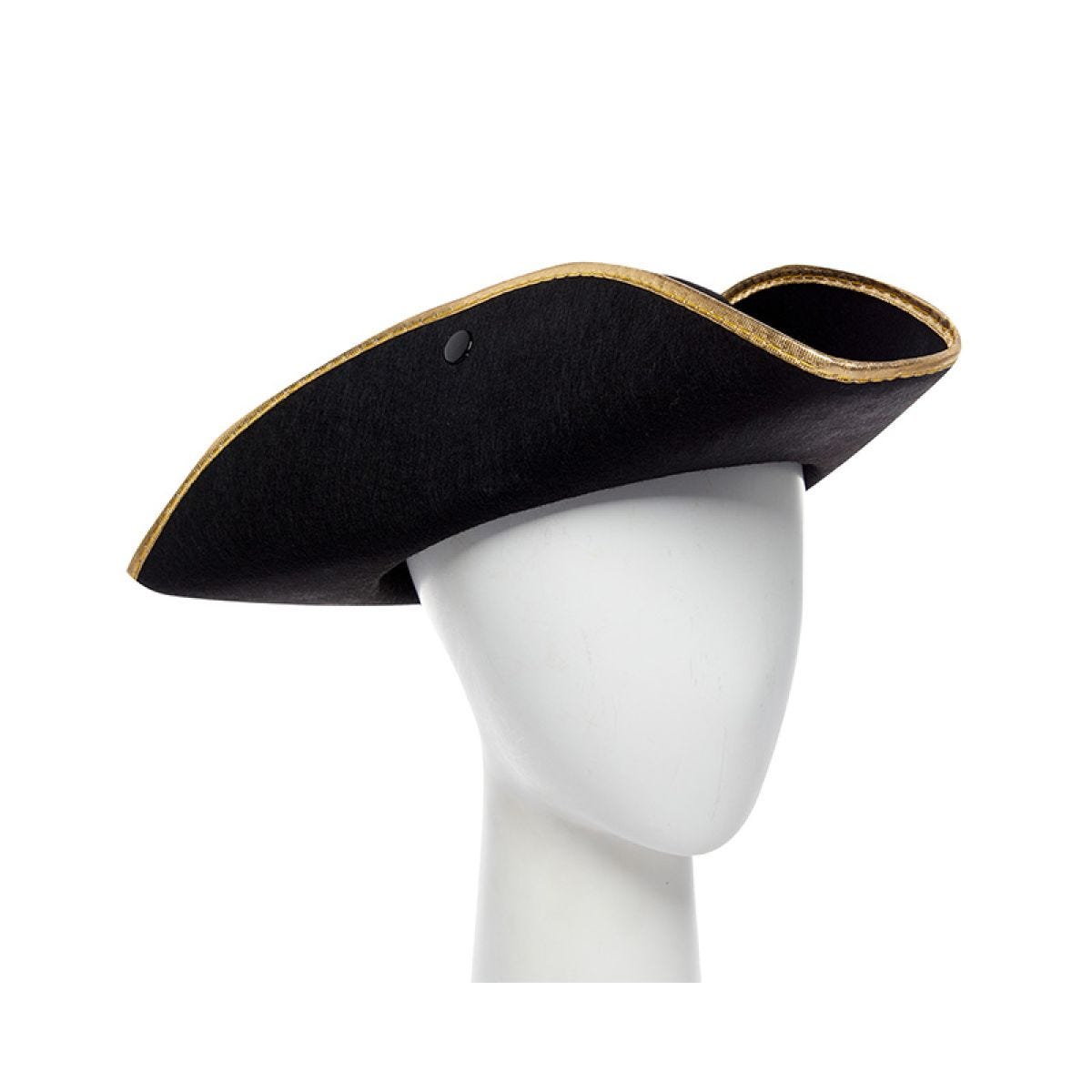 Black Pirate Hat with Gold edge