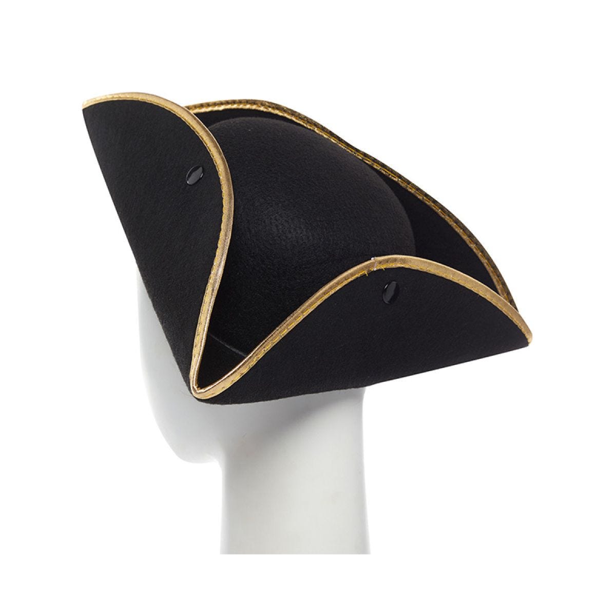 Black Pirate Hat with Gold edge