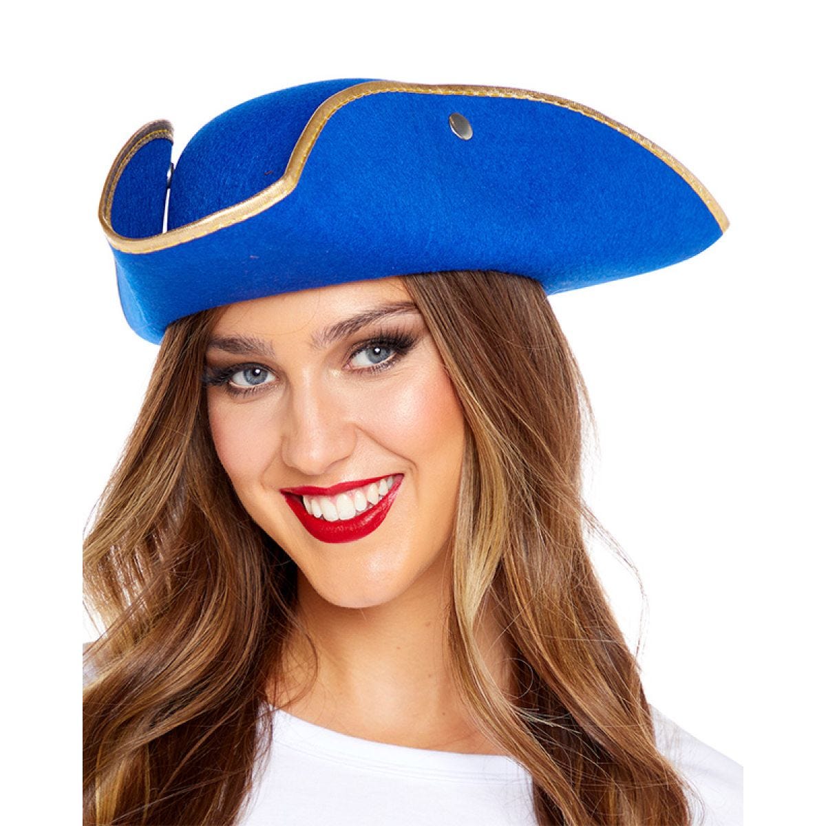 Blue Pirate Hat with Gold edge