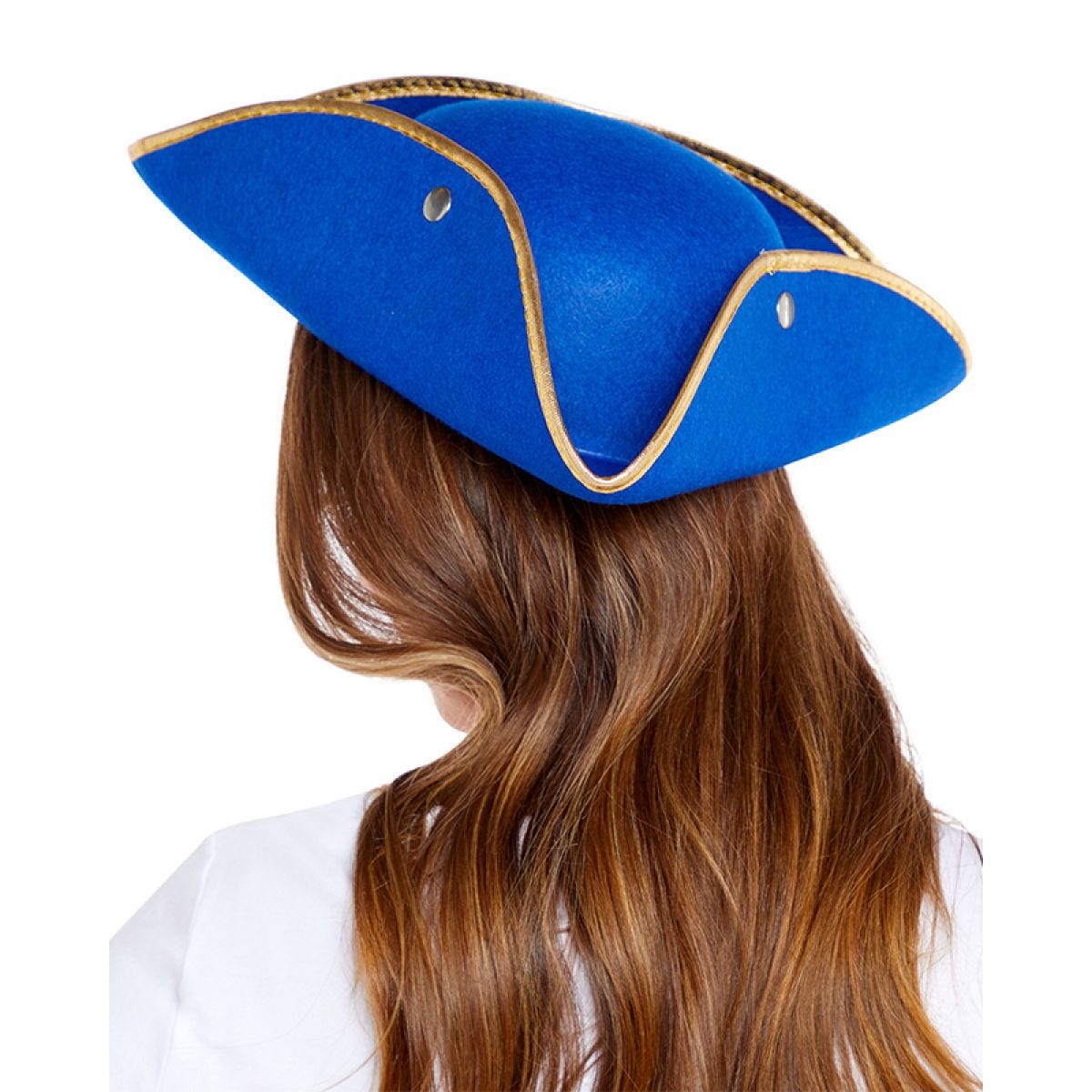 Blue Pirate Hat with Gold edge