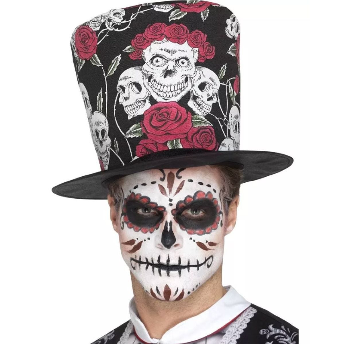 Day Of The Dead Skull & Rose Top Hat
