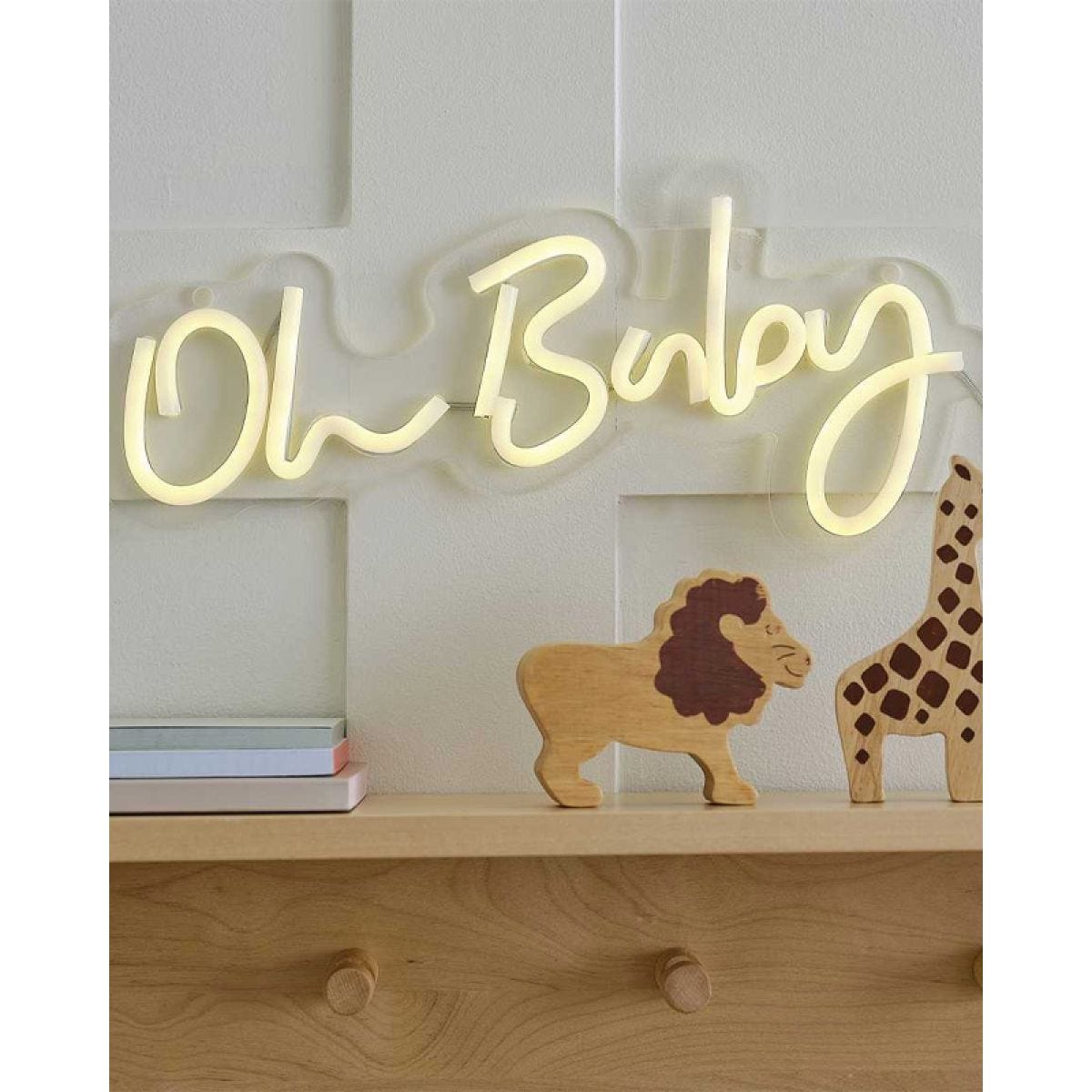 Teddy Bear White &apos;Oh Baby&apos; Neon Light Sign - 17cm x 34cm