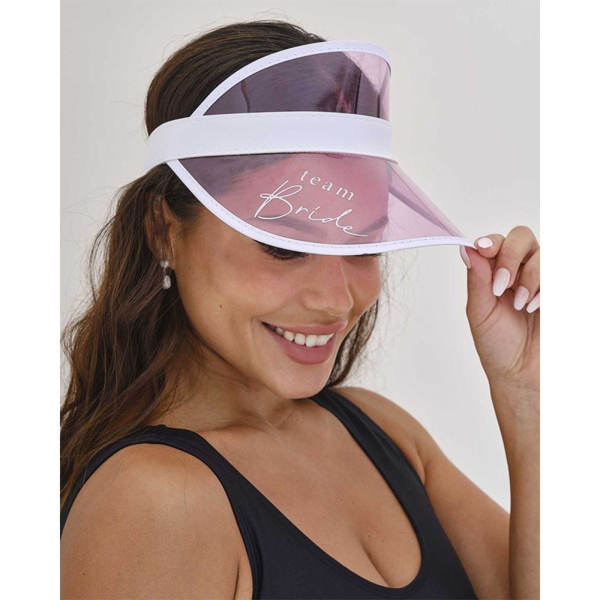 Pink &apos;Team Bride&apos; Visor Hen Party Hat