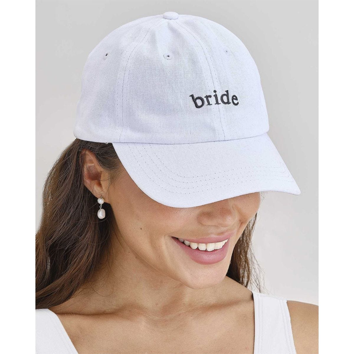 White Embroidered Bride Cap - 58cm x 18cm