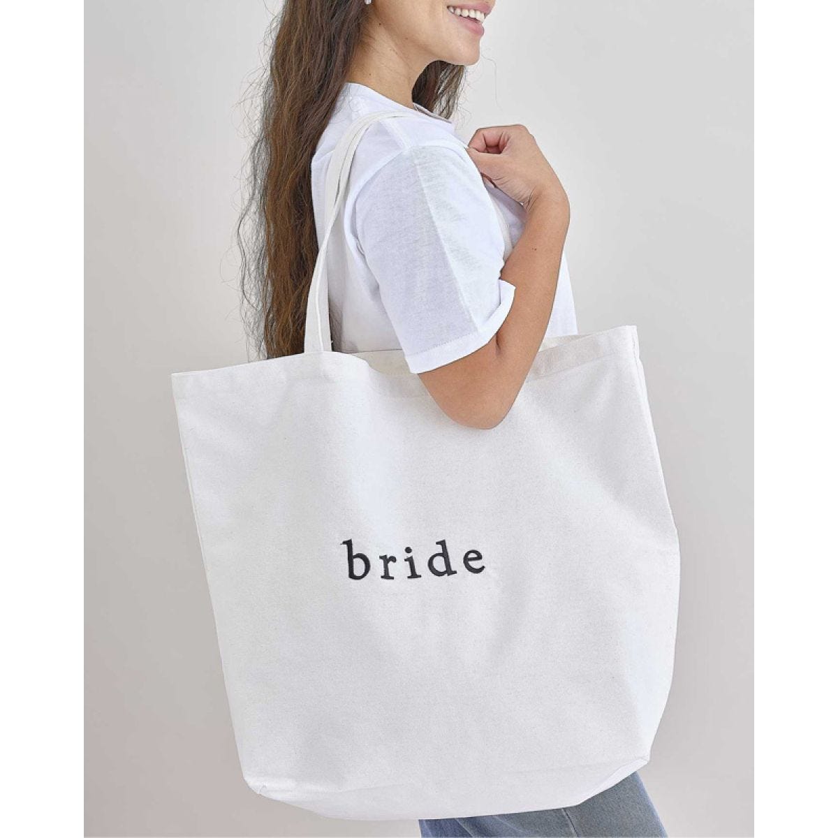 White Embroidered &apos;Bride&apos; Tote Bag - 55cm x 71cm