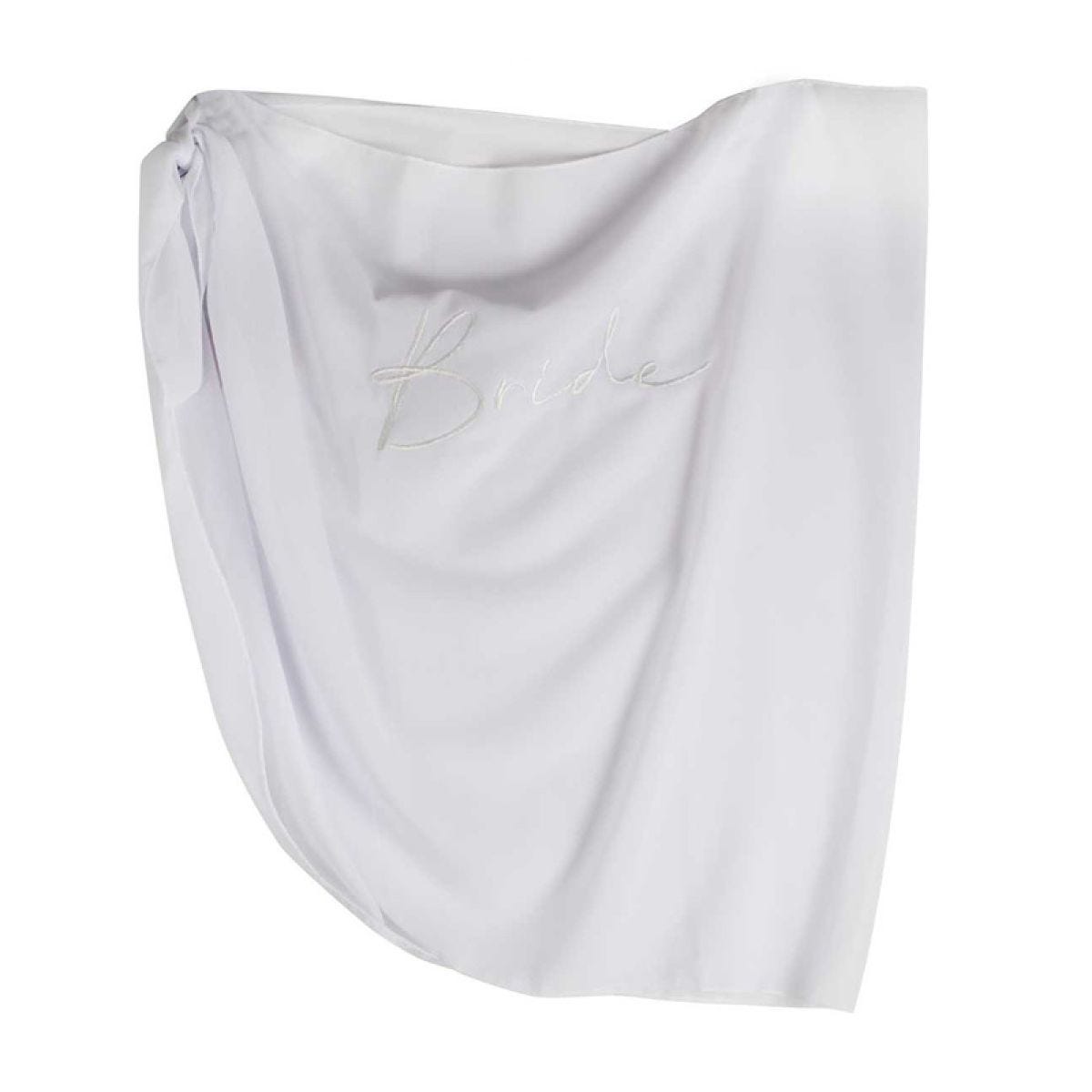 White Embroidered &apos;Bride&apos; Sarong