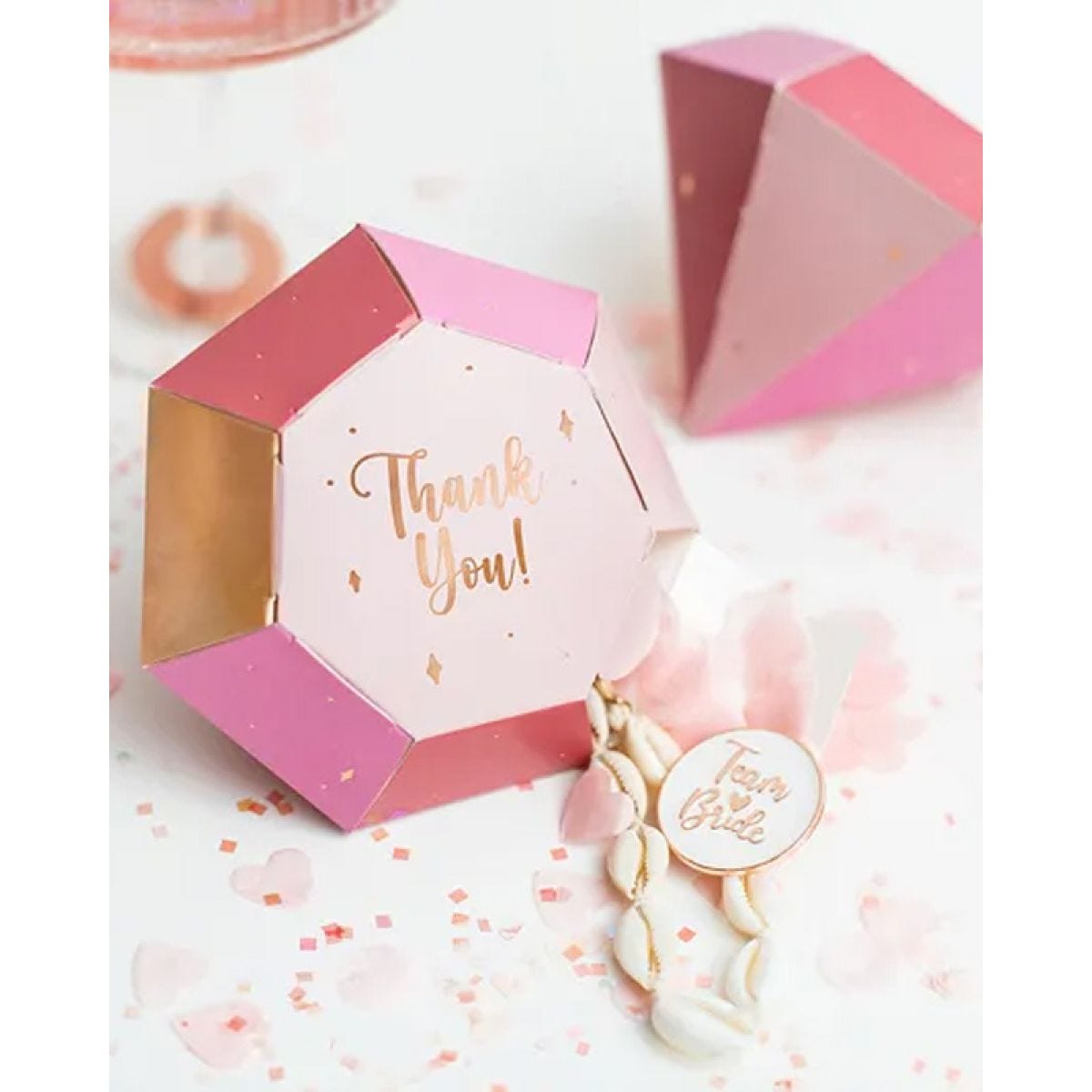 Diamond Thank You Paper Gift Boxes - 10cm x 12cm (6pk)