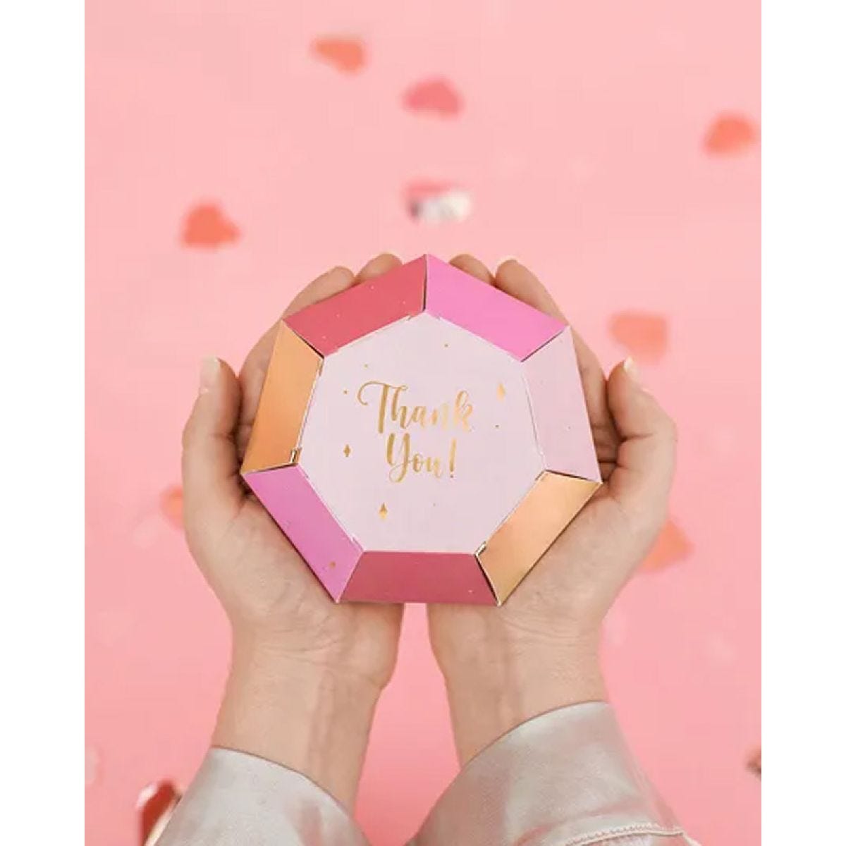 Diamond Thank You Paper Gift Boxes - 10cm x 12cm (6pk)