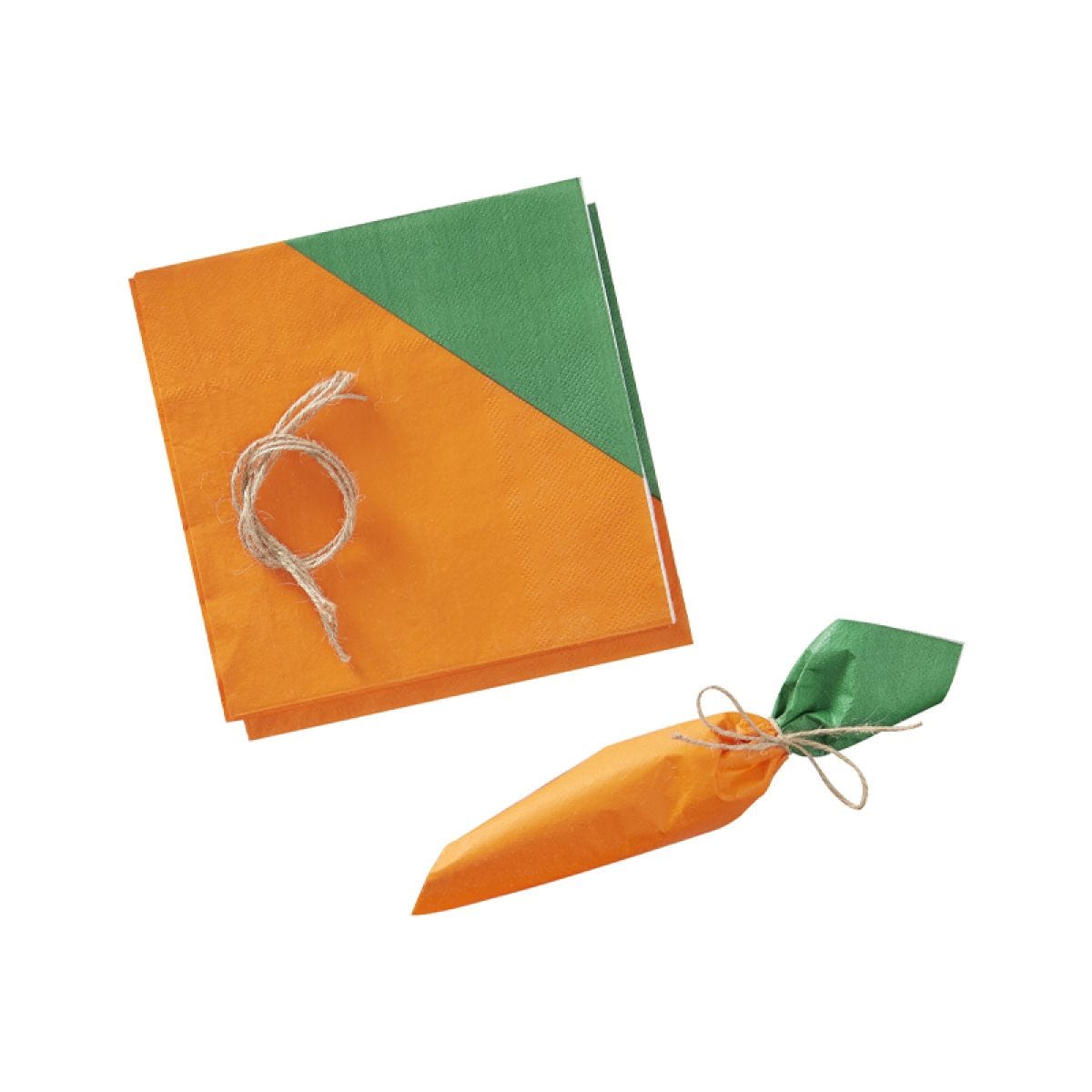 Hoppy Easter Carrot Napkins with Twine Decoration - 33cm (16pk)