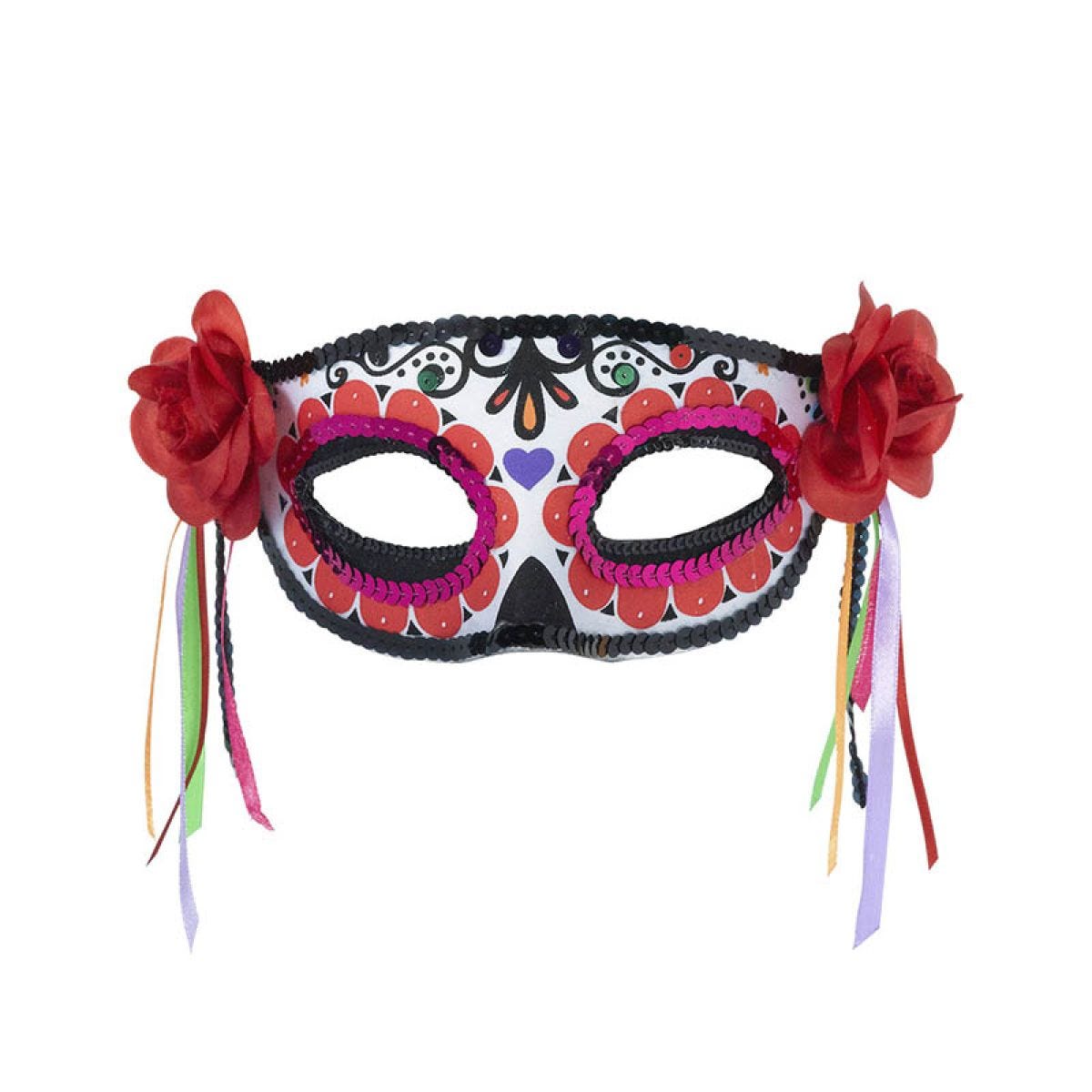 Day of the Dead Masquerade Mask with Ribbons