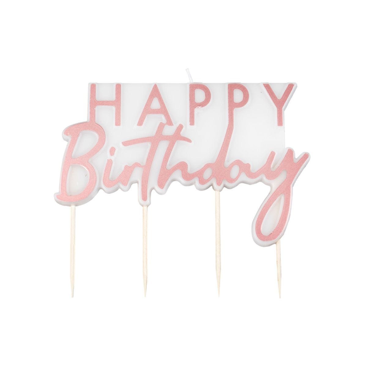 Mix It Up Rose Gold Happy Birthday Candle - 11cm x 12.5cm