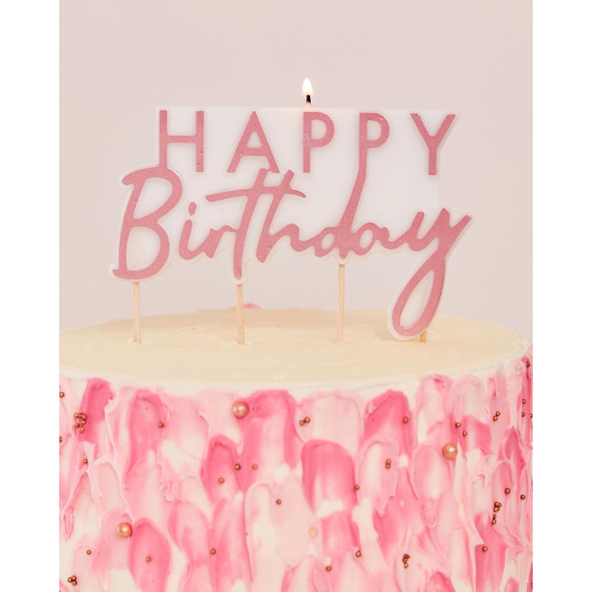 Mix It Up Rose Gold Happy Birthday Candle - 11cm x 12.5cm