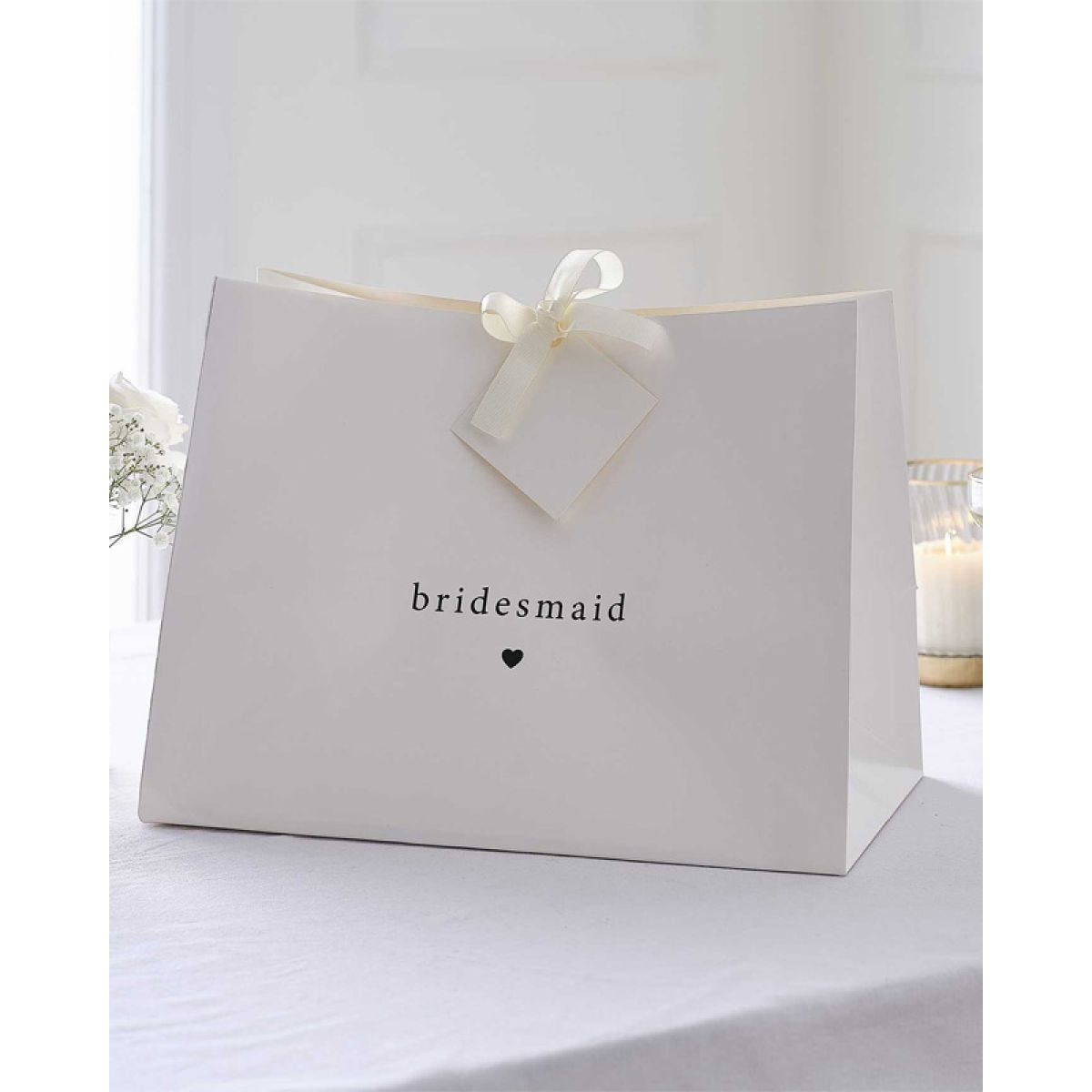 White &apos;Bridesmaid&apos; Paper Gift Bag - 27.5cm 36.3cm