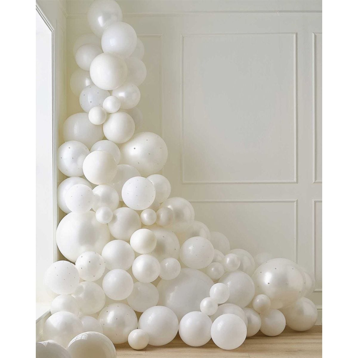 White & Cream with Pearls Balloon Arch (120pk)