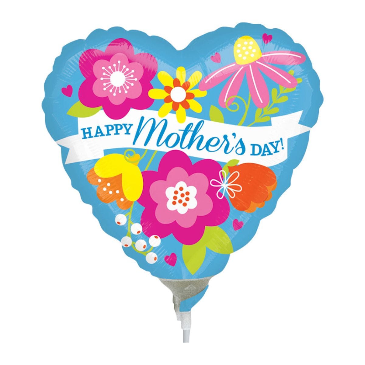Happy Mother&apos;s Day Blue Floral Mini Air-Filled Balloon - 9" Foil